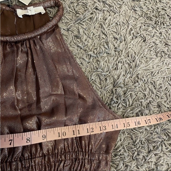 Moving sale A.L.C. NWT Elara Dress in Bitter Chocolate Gold Silk Metallic Size 0 - Picture 7 of 8